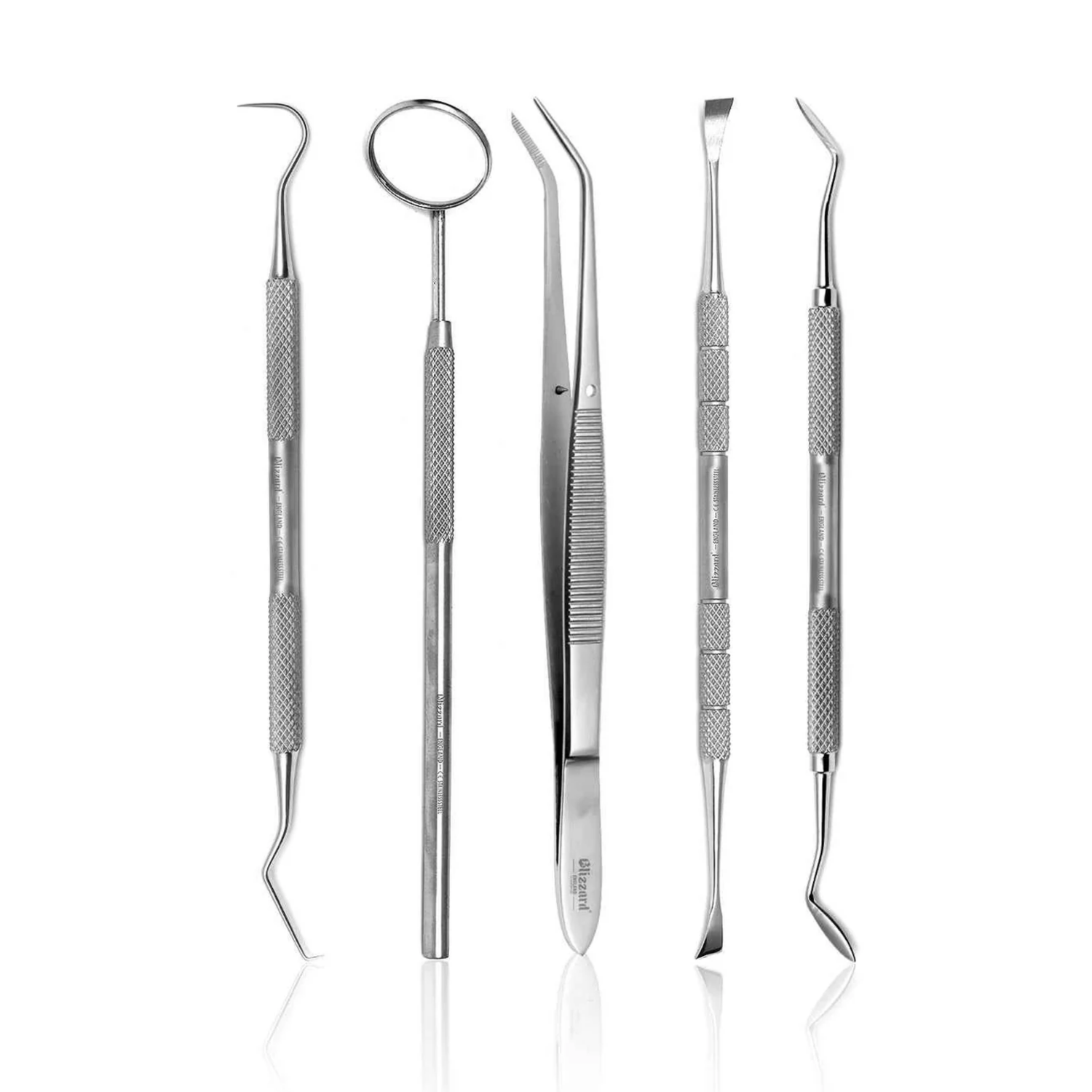 Set of dental tools on a white background