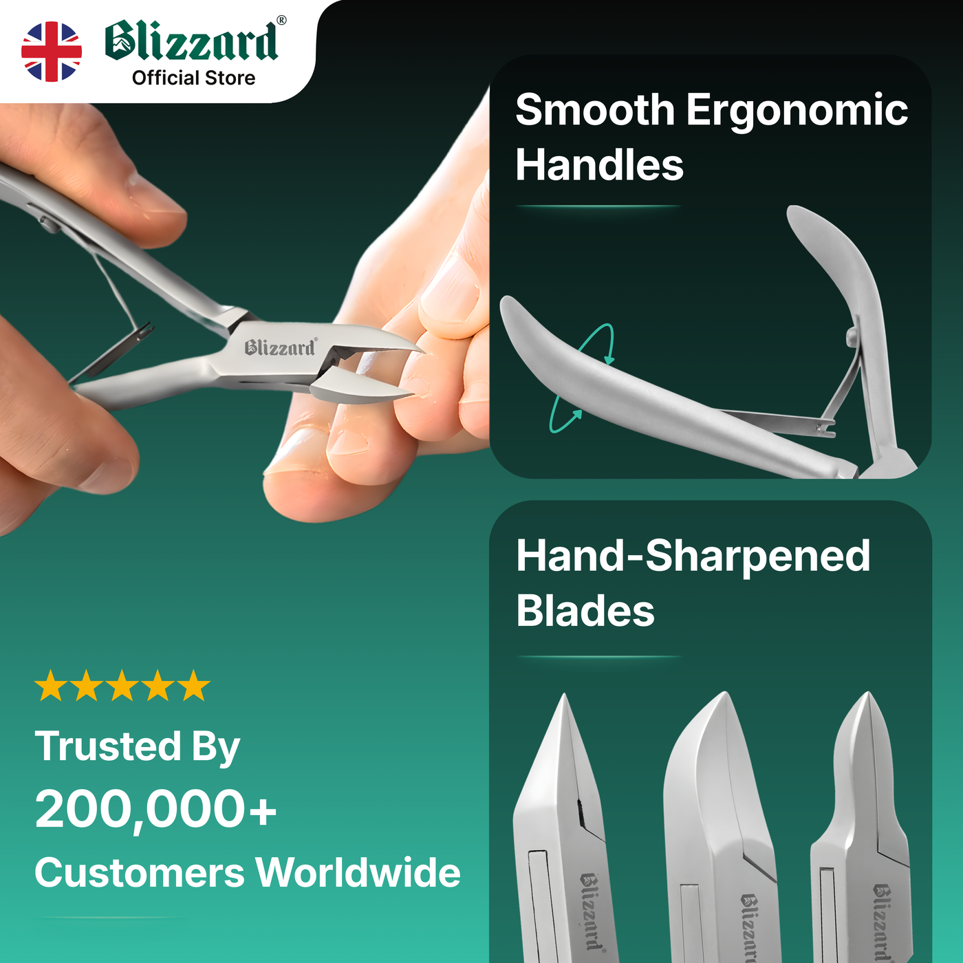 Blizzard® 3-Pcs Podiatry Nail Clippers Set | Concave, Arrow & Flame Heads