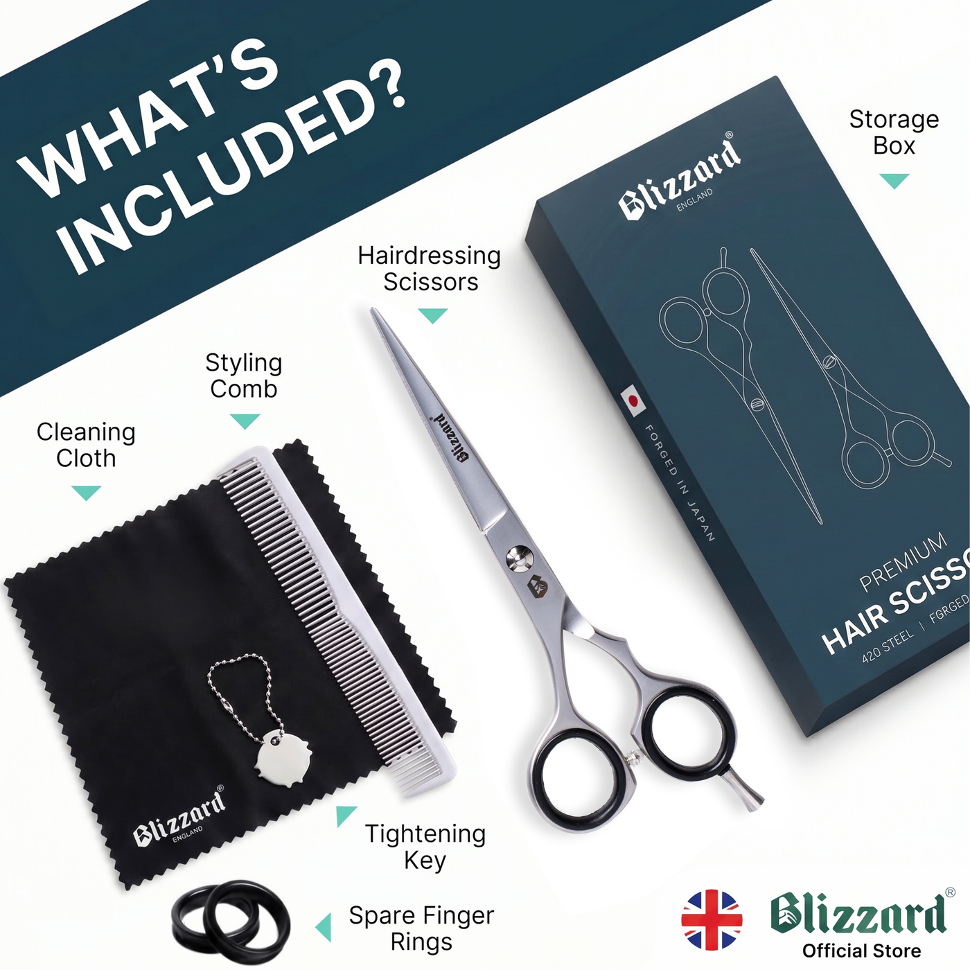 Blizzard Professional Hair Cutting Scissors & Beard Trimming Kit – 15cm