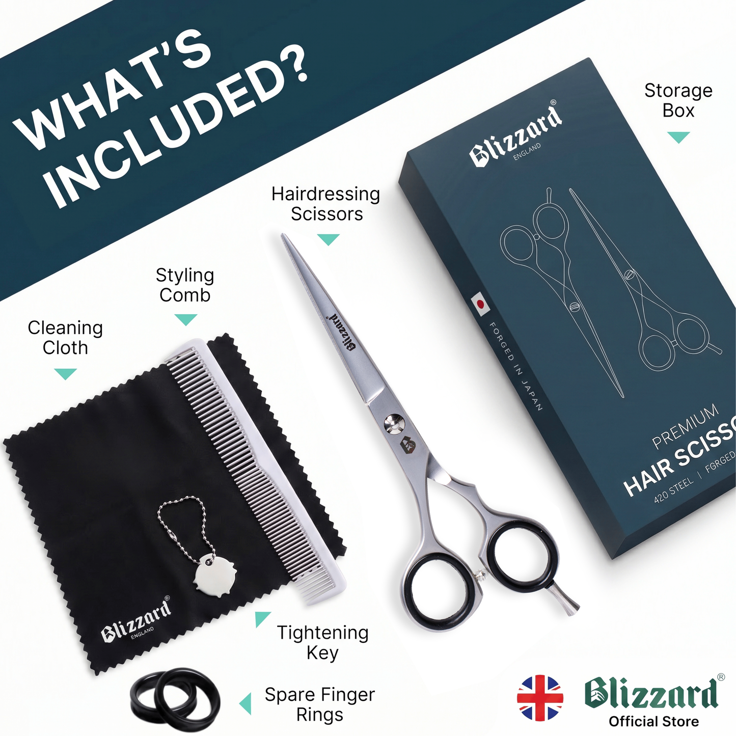 Blizzard Professional Hair Cutting Scissors & Beard Trimming Kit – 15cm