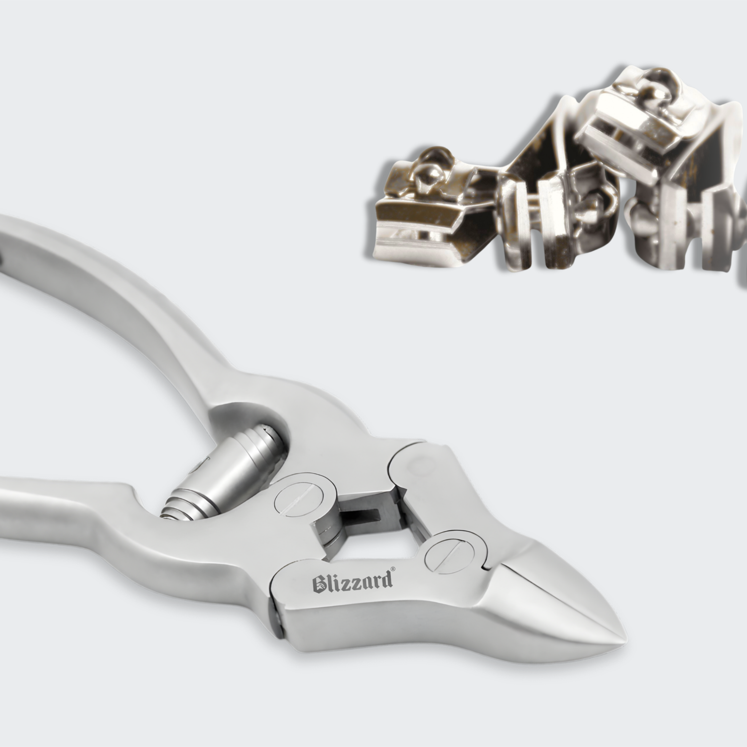 Silver plier with 'Blizzard' branding on a white background