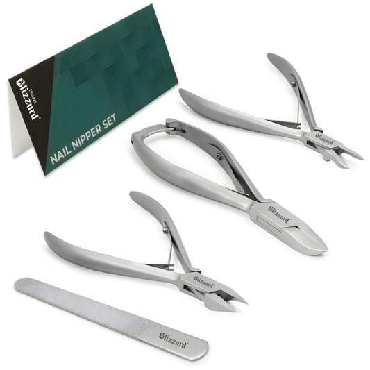 Blizzard® 3-Pcs Podiatry Nail Clippers Set | Concave, Arrow & Flame Heads