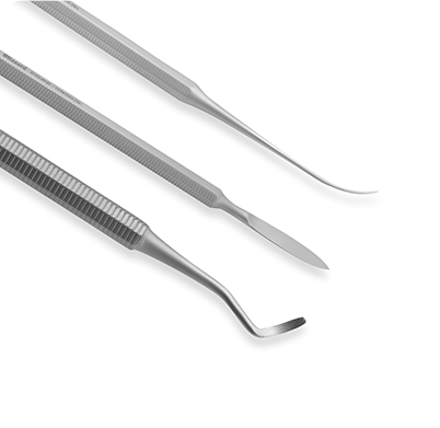 Set of metal tools on a white background