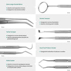 5-piece stainless steel dental care tool kit with mirror, tweezers, and scalers designed for routine personal care and long-term use.