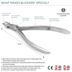 Key features of Blizzard® professional cuticle cutter – sharp blades, smooth ergonomic handles, heavy-duty and precise